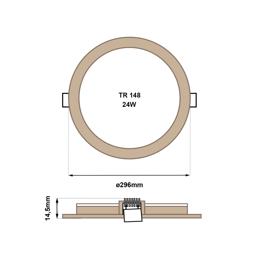 LED Süvistatav valgusti CIRCLE LED/24W/230V 4200K d. 29,6 cm pruun