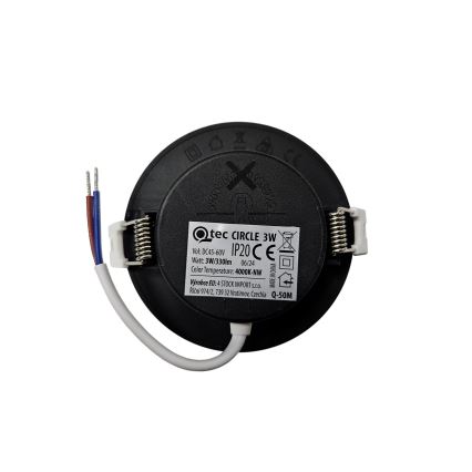 LED Süvistatav valgusti CIRCLE LED/3W/230V 4000K d. 9 cm must