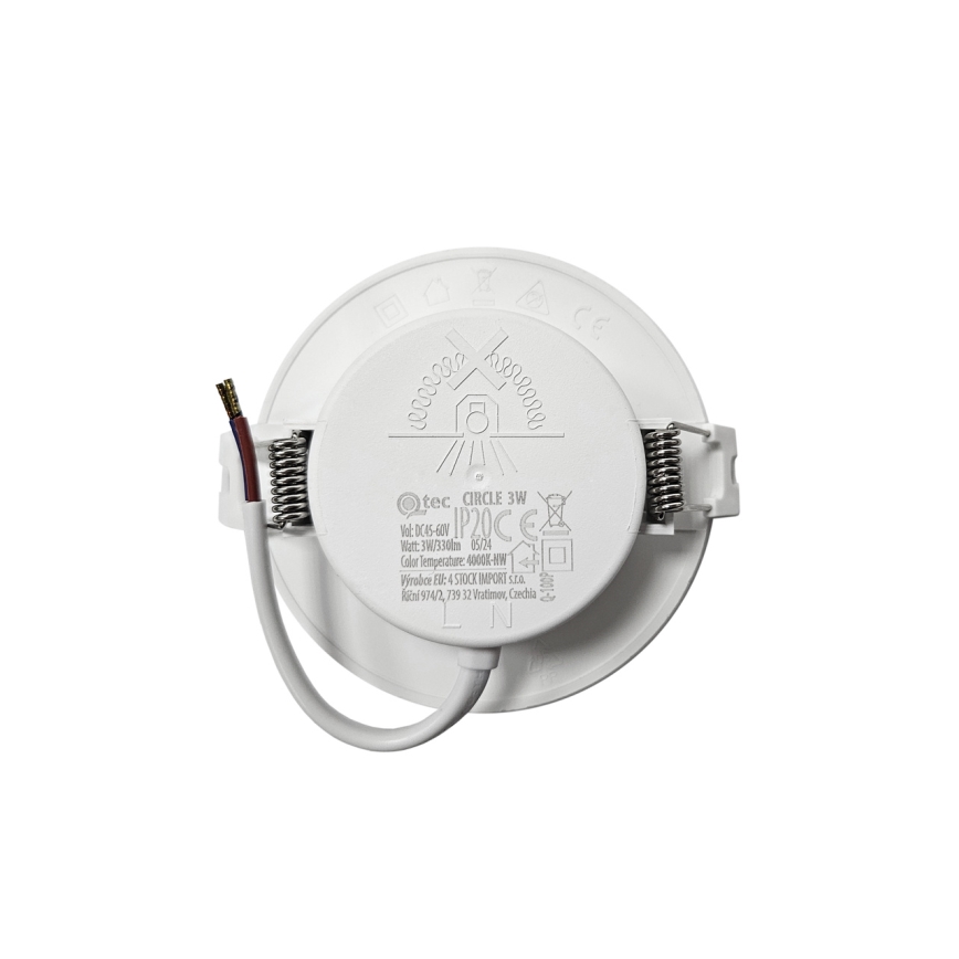 LED Süvistatav valgusti CIRCLE LED/3W/230V 4000K d. 9 cm valge