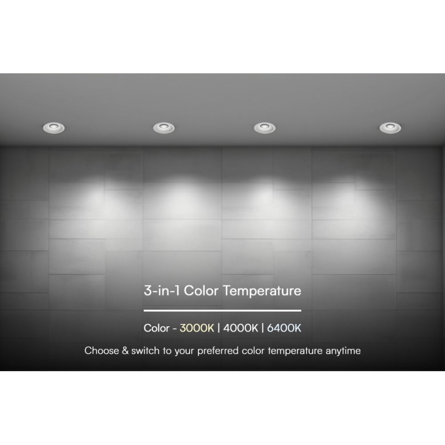 LED Süvistatav valgusti LED/12W/230V 3000/4000/6400K ø 8,6 cm valge