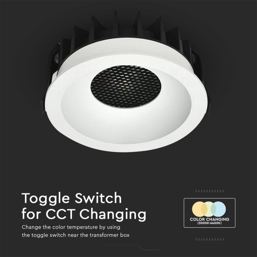 LED Süvistatav valgusti LED/18W/230V 3000/4000/6400K d. 10,6 cm valge