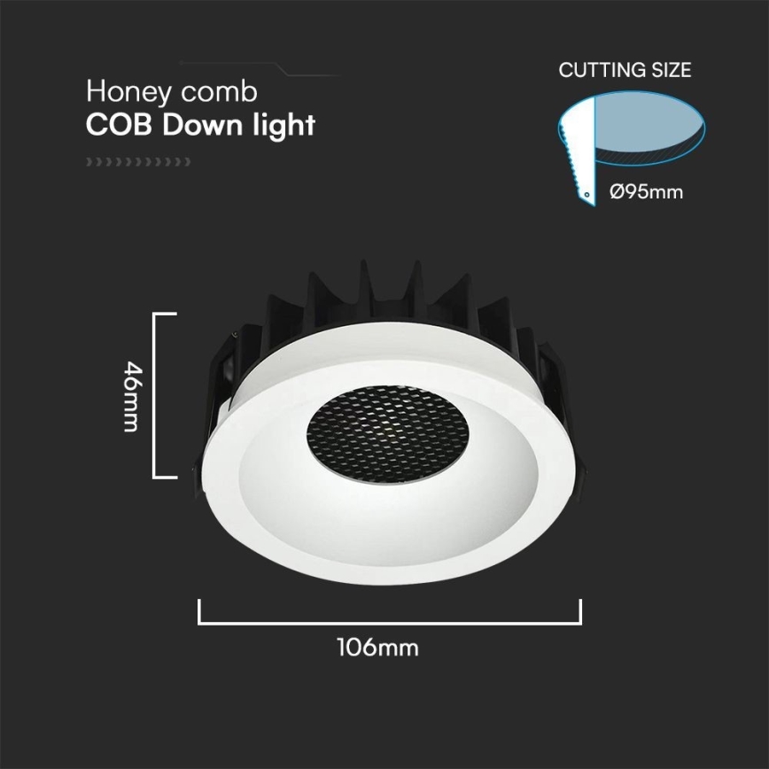 LED Süvistatav valgusti LED/18W/230V 3000/4000/6400K d. 10,6 cm valge