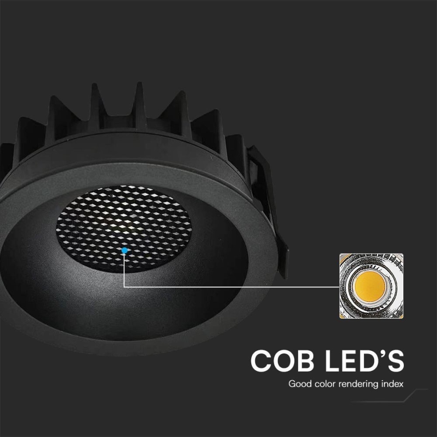 LED Süvistatav valgusti LED/18W/230V 3000/4000/6400K ø 10,6 cm must