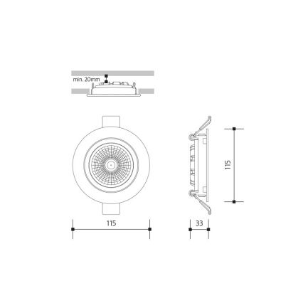 LED Süvistatav valgusti LED/18W/230V 4000K d. 11,5 cm must