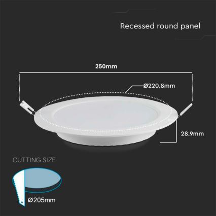LED Süvistatav valgusti LED/18W/230V d. 22 cm 4000K valge