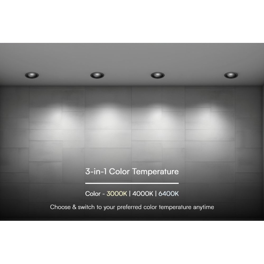 LED Süvistatav valgusti LED/24W/230V 3000/4000/6400K ø 13,5 cm must