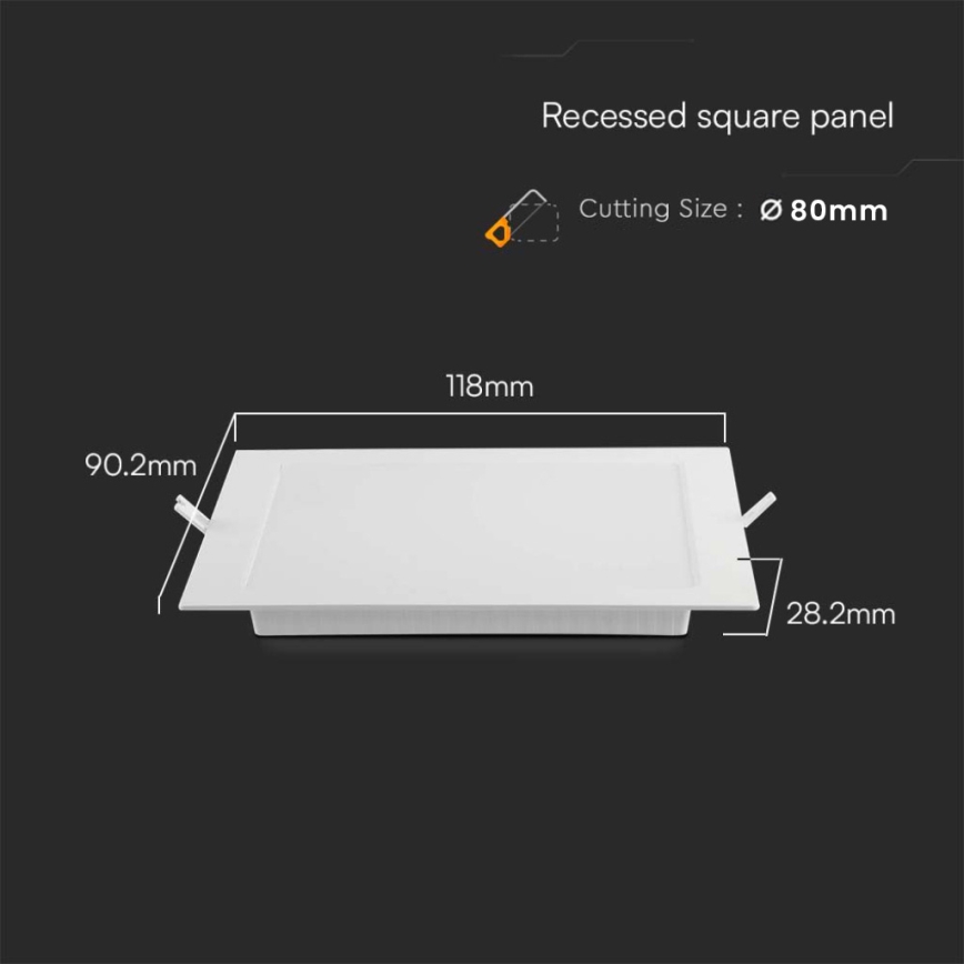 LED Süvistatav valgusti LED/3W/230V 9x9 cm 6500K valge