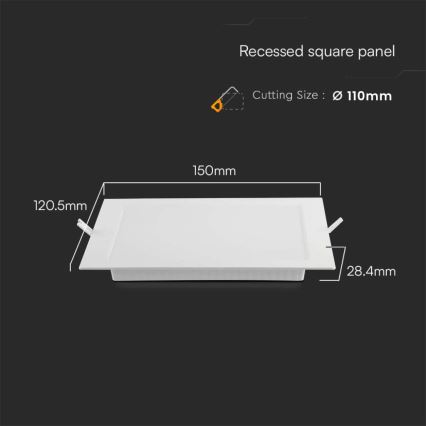 LED Süvistatav valgusti LED/6W/230V 12x12 cm 4000K valge