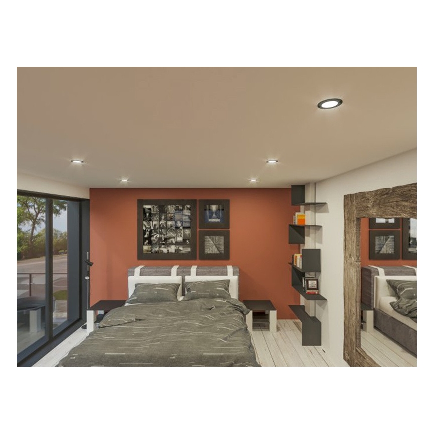 LED Süvistatav valgusti LED/6W/230V 3000K d. 8,5 cm must