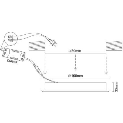 LED Süvistatav valgusti LED/7,5W/230V 4000K must/hõbedane