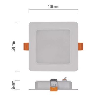 LED Süvistatav valgusti LED/9W/230V 12x12 cm valge