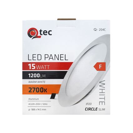 LED Süvistatav valgusti QTEC LED/15W/230V 2700K d. 18,8 cm