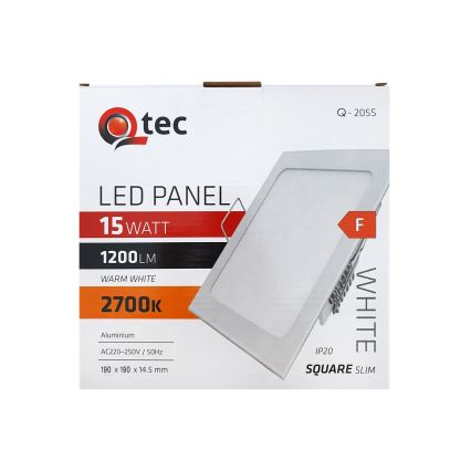 LED Süvistatav valgusti QTEC LED/15W/230V 2700K 19x19 cm