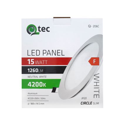 LED Süvistatav valgusti QTEC LED/15W/230V 4200K d. 18,8 cm