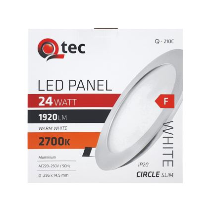 LED Süvistatav valgusti QTEC LED/24W/230V 2700K d. 29,6 cm