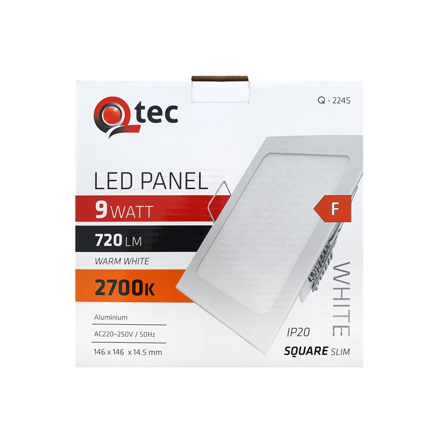 LED Süvistatav valgusti QTEC LED/9W/230V 2700K 14,6x14,6 cm