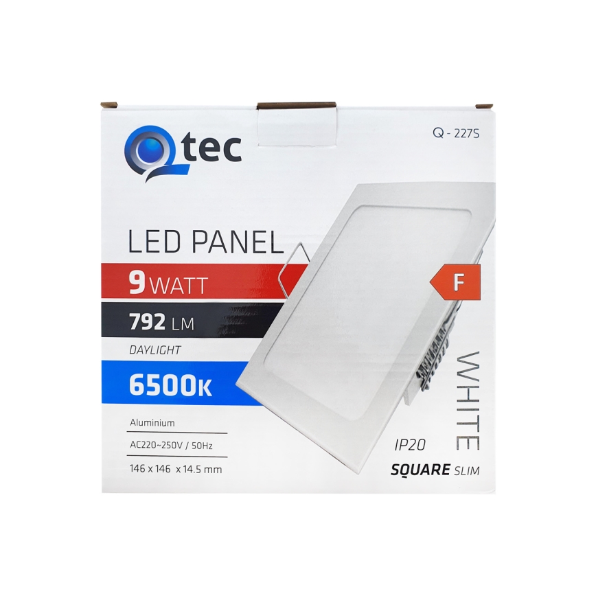 LED Süvistatav valgusti QTEC LED/9W/230V 6500K 14,6x14,6 cm