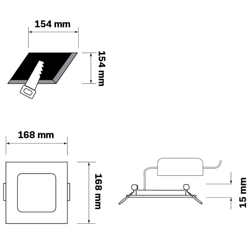 LED Süvistatav valgusti RIGEL LED/10W/230V 4000K 16,8x16,8 cm must