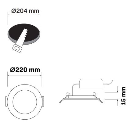 LED Süvistatav valgusti RIGEL LED/14W/230V 4000K d. 22 cm must