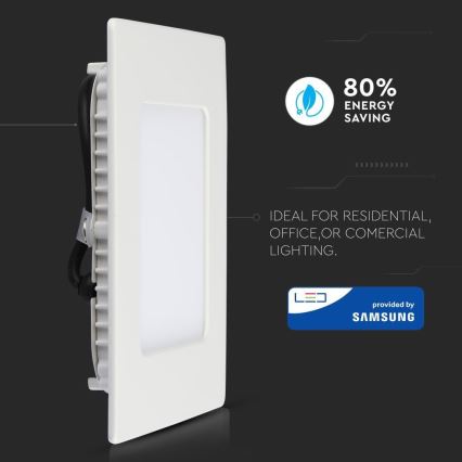 LED Süvistatav valgusti SAMSUNG CHIP LED/12W/230V 6400K ruut