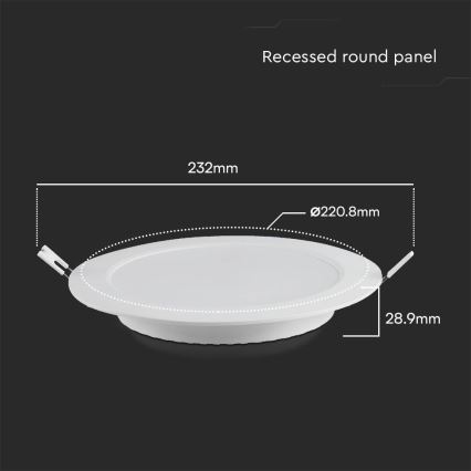 LED Süvistatav valgusti SAMSUNG CHIP LED/18W/230V 4000K d. 22 cm valge