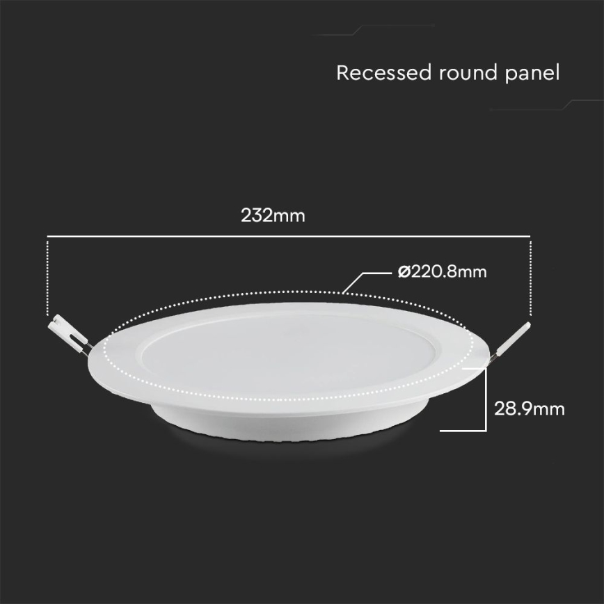 LED Süvistatav valgusti SAMSUNG CHIP LED/18W/230V 4000K d. 22 cm valge