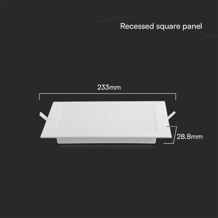 LED Süvistatav valgusti SAMSUNG CHIP LED/18W/230V 6500K 22x22 cm valge