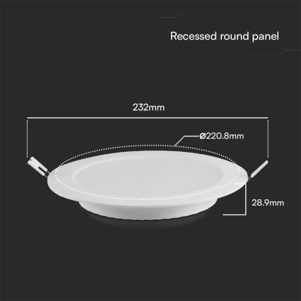 LED Süvistatav valgusti SAMSUNG CHIP LED/18W/230V 6500K d. 22 cm valge