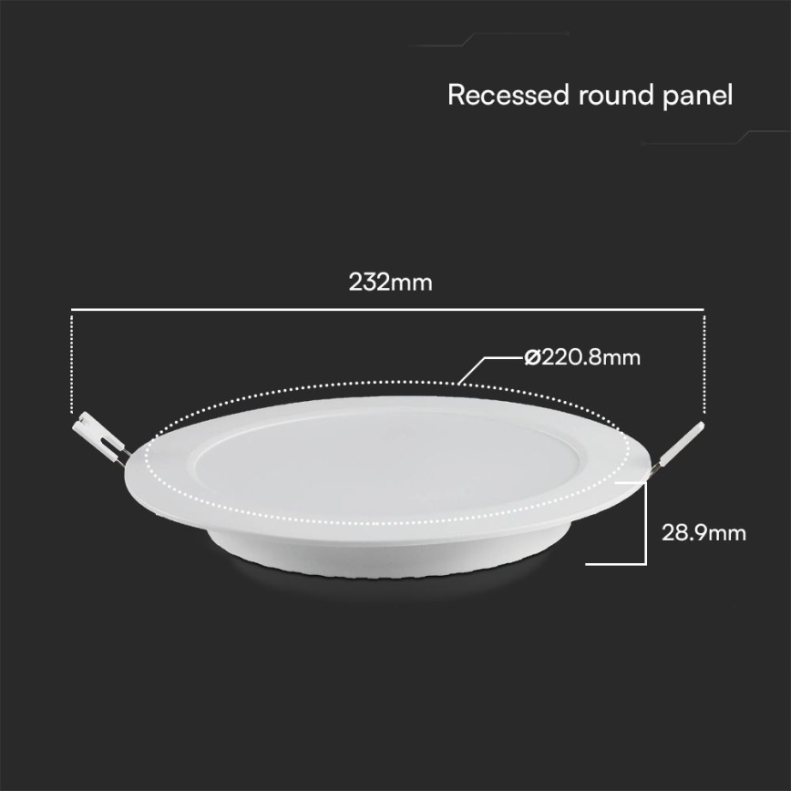 LED Süvistatav valgusti SAMSUNG CHIP LED/18W/230V 6500K d. 22 cm valge