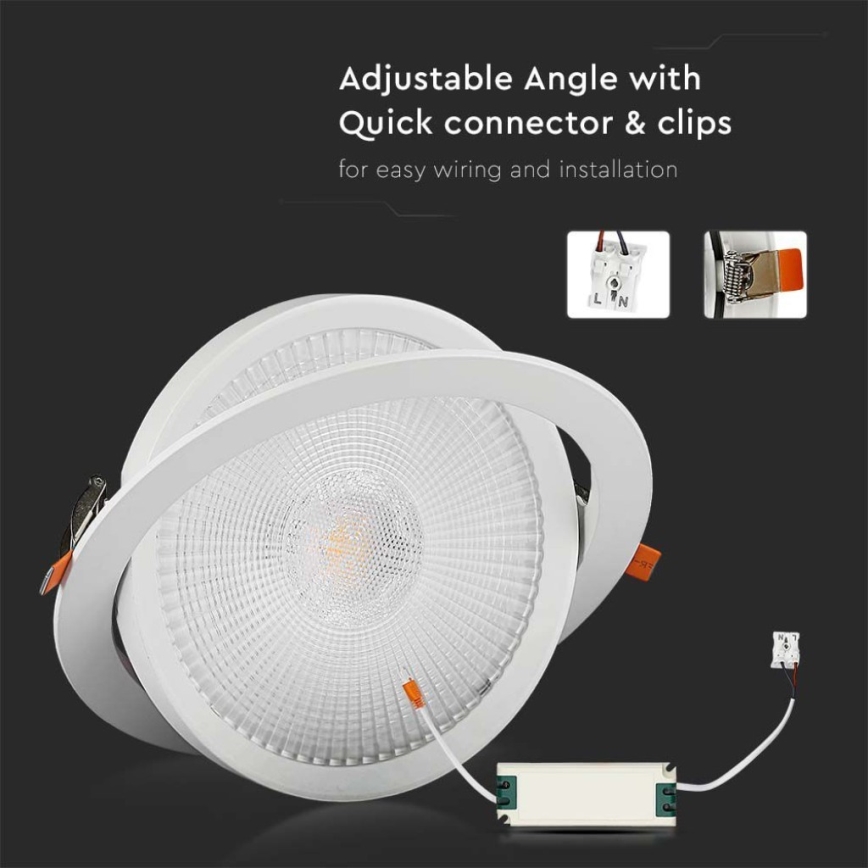 LED Süvistatav valgusti SAMSUNG CHIP LED/20W/230V 4000K