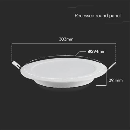 LED Süvistatav valgusti SAMSUNG CHIP LED/24W/230V 3000K d. 29,4 cm valge