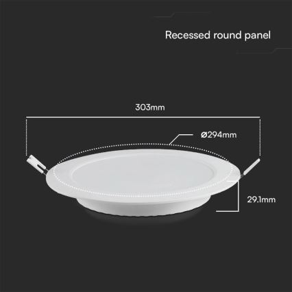 LED Süvistatav valgusti SAMSUNG CHIP LED/24W/230V 4000K d. 29,4 cm valge