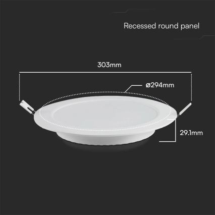 LED Süvistatav valgusti SAMSUNG CHIP LED/24W/230V 6500K d. 29,4 cm valge