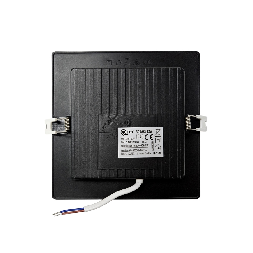 LED Süvistatav valgusti SQUARE LED/12W/230V 4000K 17x17 cm must