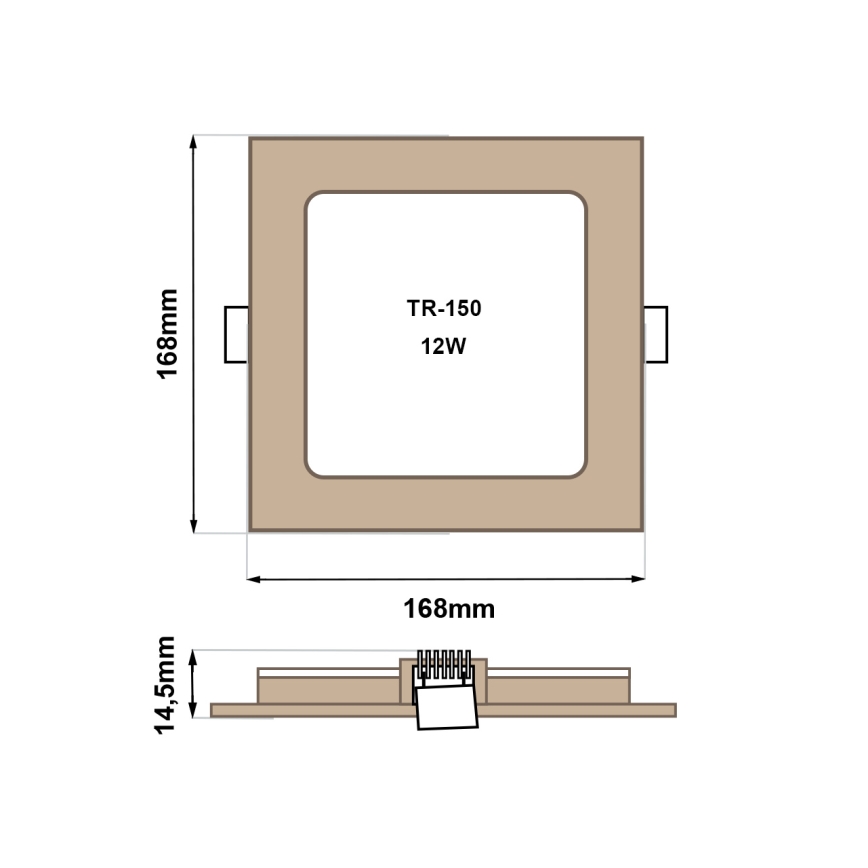 LED Süvistatav valgusti SQUARE LED/12W/230V 4200K 16,8x16,8 cm pruun