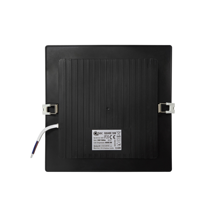 LED Süvistatav valgusti SQUARE LED/18W/230V 4000K 22x22 cm must