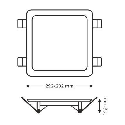 LED Süvistatav valgusti SQUARE LED/24W/230V 4200K 29,2x29,2 cm valge