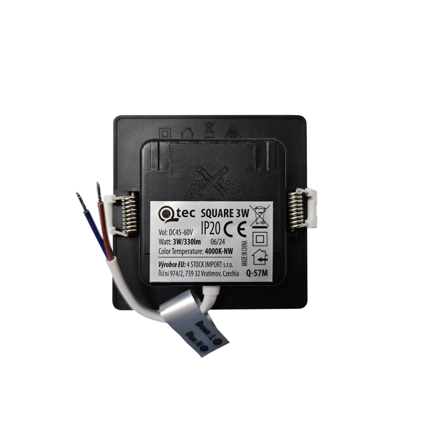 LED Süvistatav valgusti SQUARE LED/3W/230V 4000K 9x9 cm must