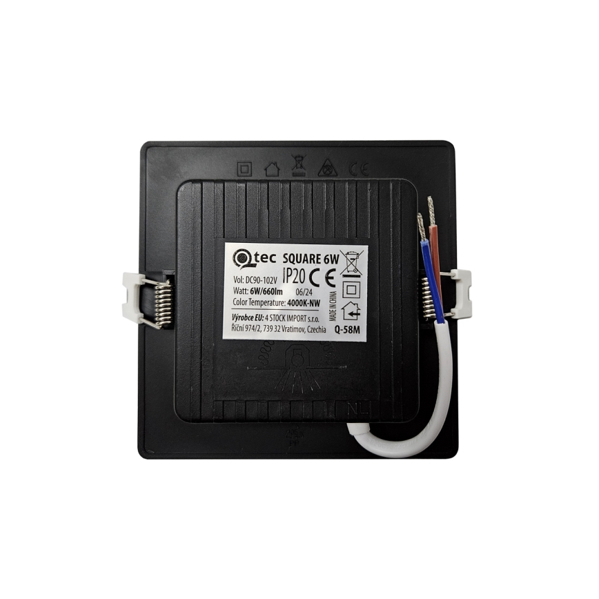 LED Süvistatav valgusti SQUARE LED/6W/230V 4000K 12x12 cm must