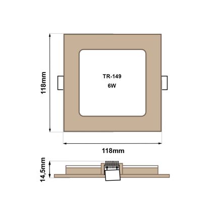 LED Süvistatav valgusti SQUARE LED/6W/230V 4200K 11,8x11,8 cm pruun