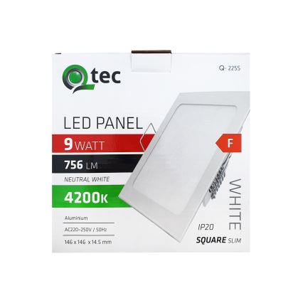 LED Süvistatav valgusti SQUARE LED/9W/230V 4200K 14,6x14,6 cm valge