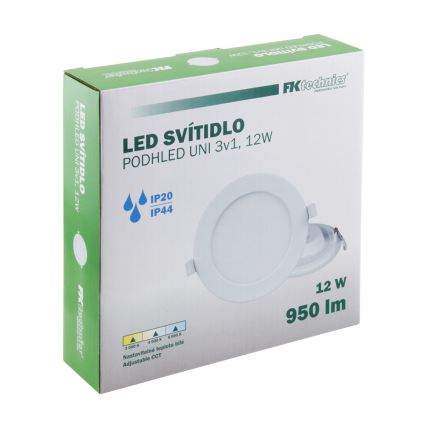 LED Süvistatav valgusti vannituppa LED/12W/230V 3000/4000/6000K IP44