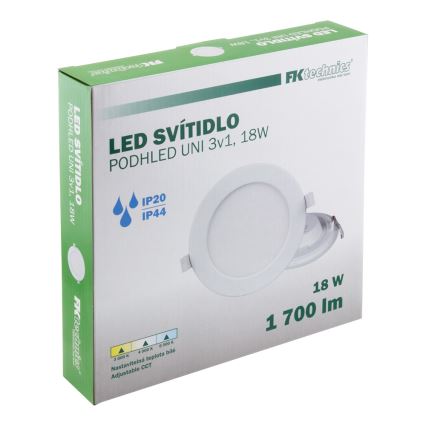 LED Süvistatav valgusti vannituppa LED/18W/230V 3000/4000/6000K IP44