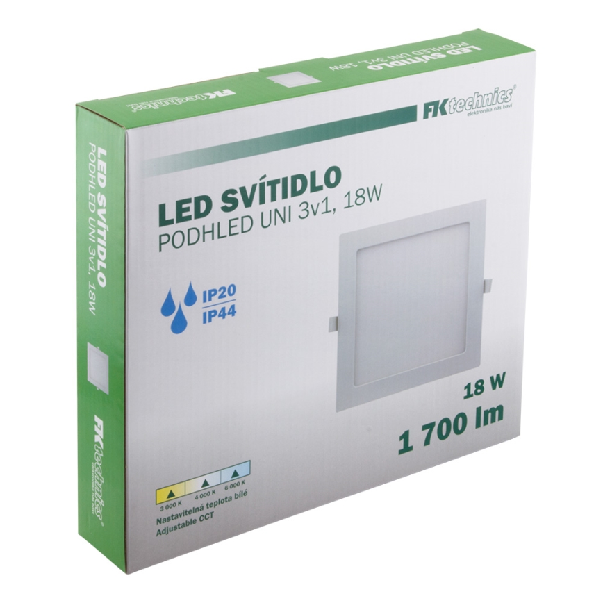 LED Süvistatav valgusti vannituppa LED/18W/230V 3000/4000/6000K IP44