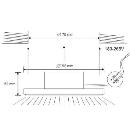 LED Süvistatav valgusti vannituppa LED/7W/230V 4000K must IP44