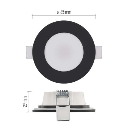 LED Süvistatav valgusti vannituppa LORI LED/4,5W/230V IP65 2700/4000K d. 8,5 cm must