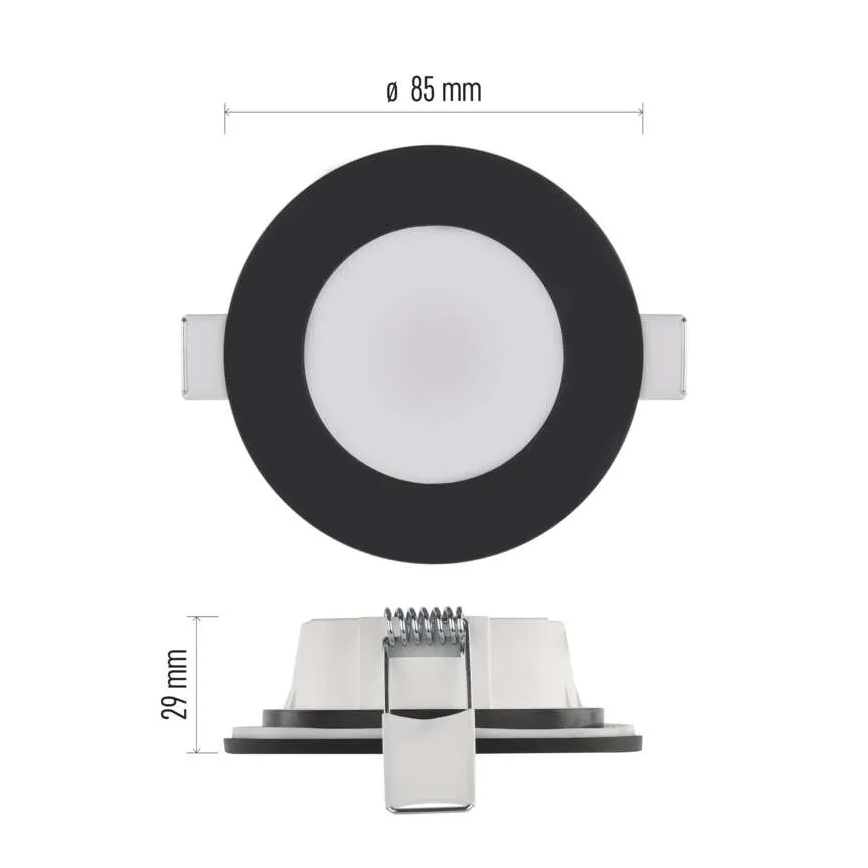 LED Süvistatav valgusti vannituppa LORI LED/4,5W/230V IP65 2700/4000K d. 8,5 cm must