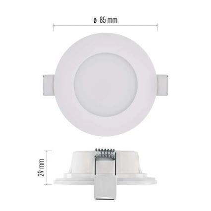 LED Süvistatav valgusti vannituppa LORI LED/4,5W/230V IP65 2700/4000K d. 8,5 cm valge