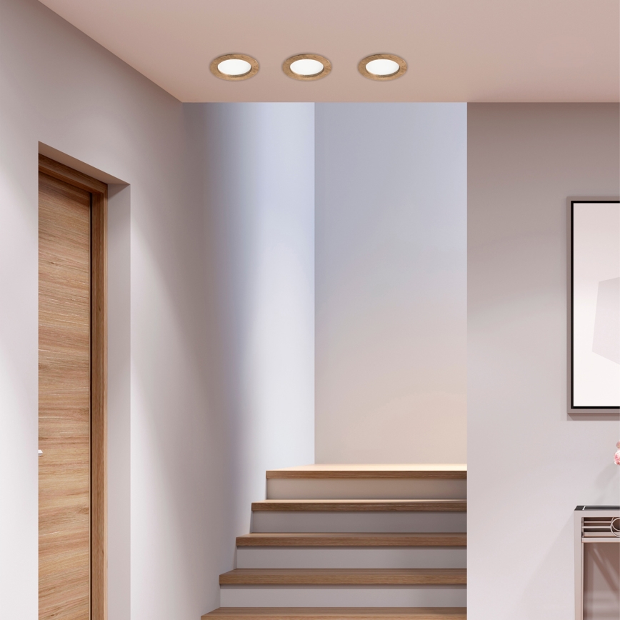 LED Süvistatav valgusti WOODY SPOT LED/12,5W/230V 3000K pähkel ø 16 cm