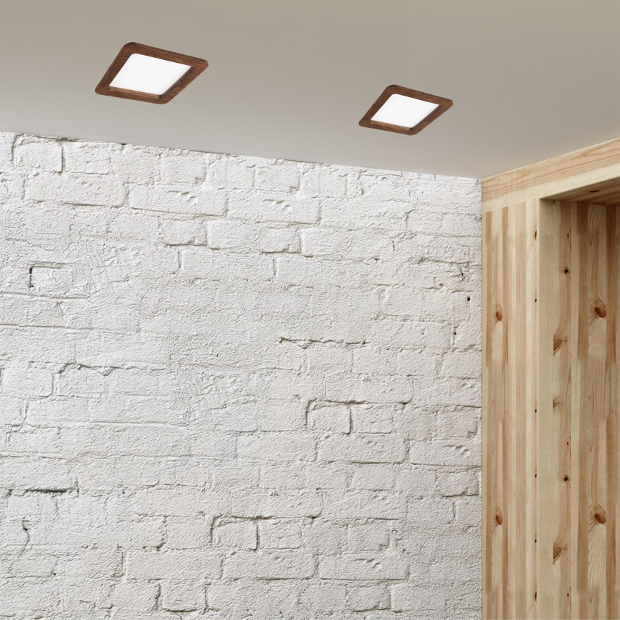 LED Süvistatav valgusti WOODY SPOT LED/17W/230V 3000K kirss 18,5x18,5 cm